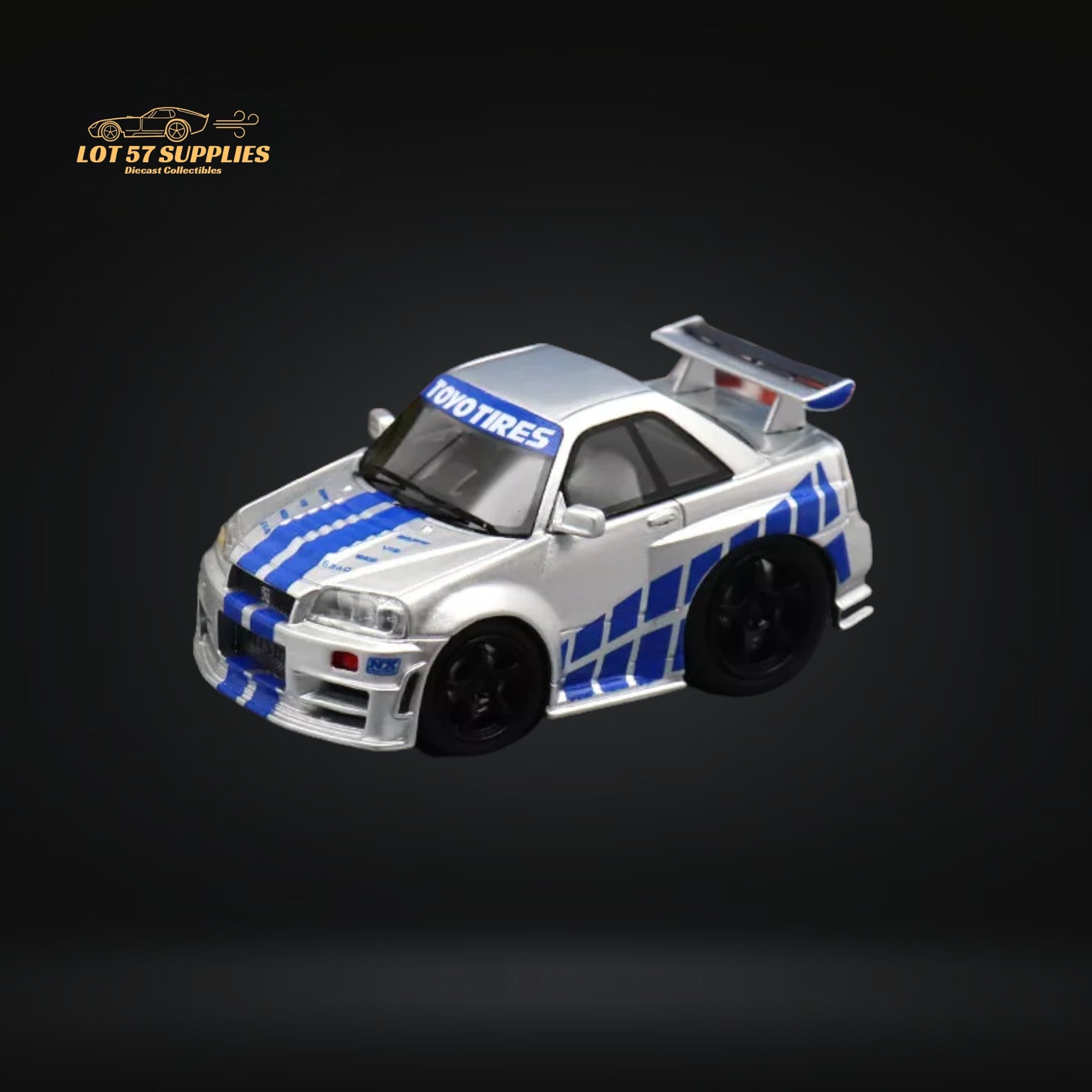 YM model X QCAR Skyline R34 Silver Blue F&F Livery Resin 1:64 - Collectors World Toys