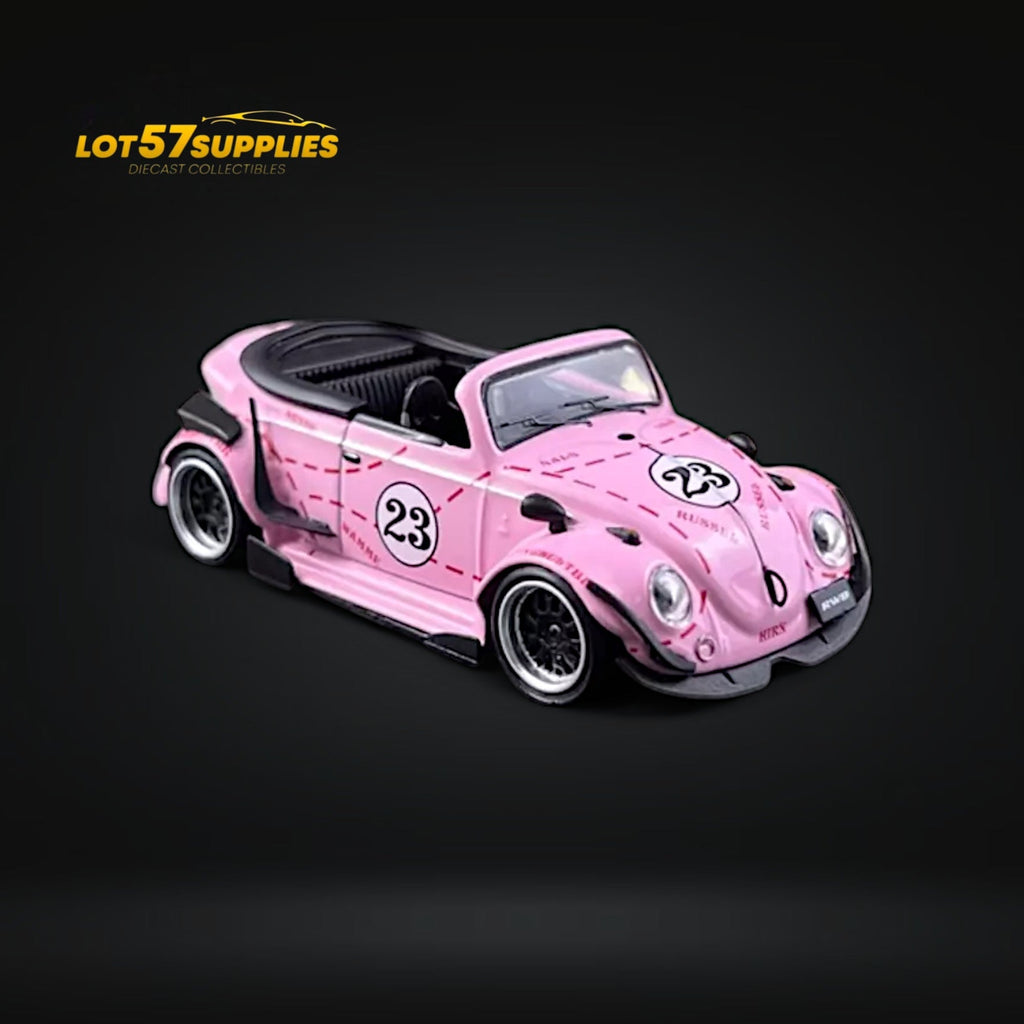 HKM Model VW Beetle Convertible Cabriolet Pink Pig Livery 1:64 Limited to 599 Pcs - Collectors World Toys