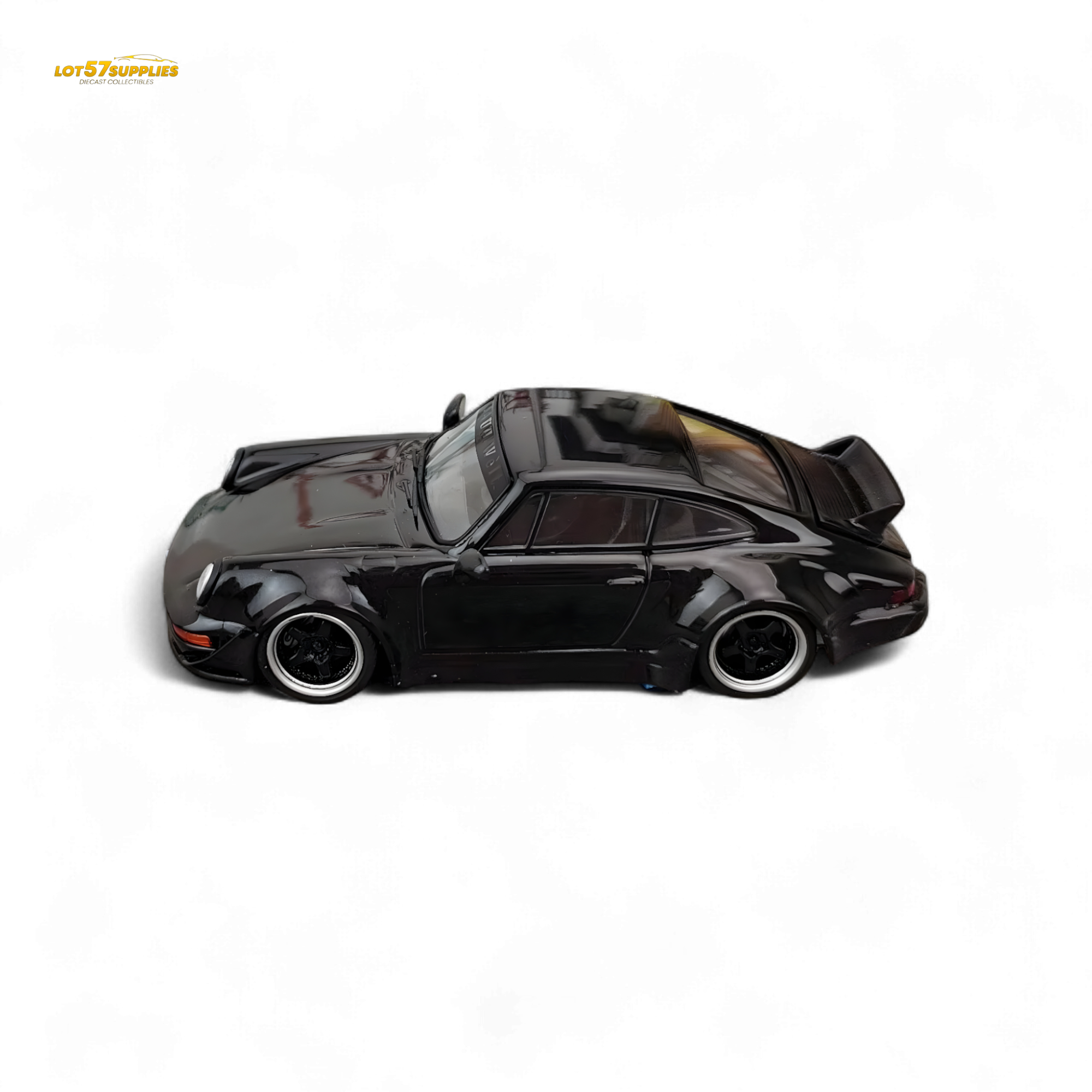 Flame Porsche 964 RWB Ducktail in Gloss Black 1:64 - Collectors World Toys