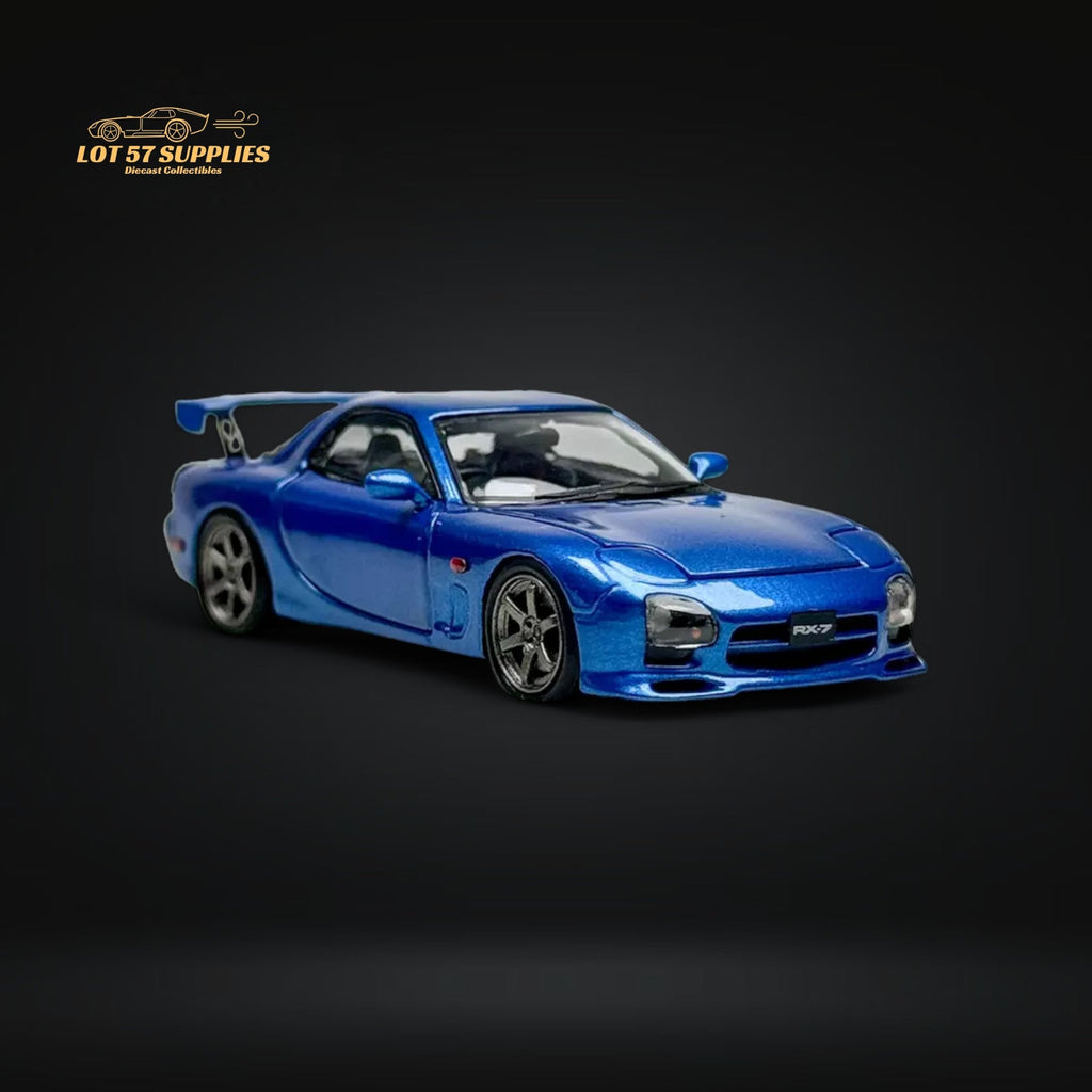 PGM Mazda RX-7 FD3S Metallic Blue Fully Openeable Luxury Base 1:64 - Collectors World Toys
