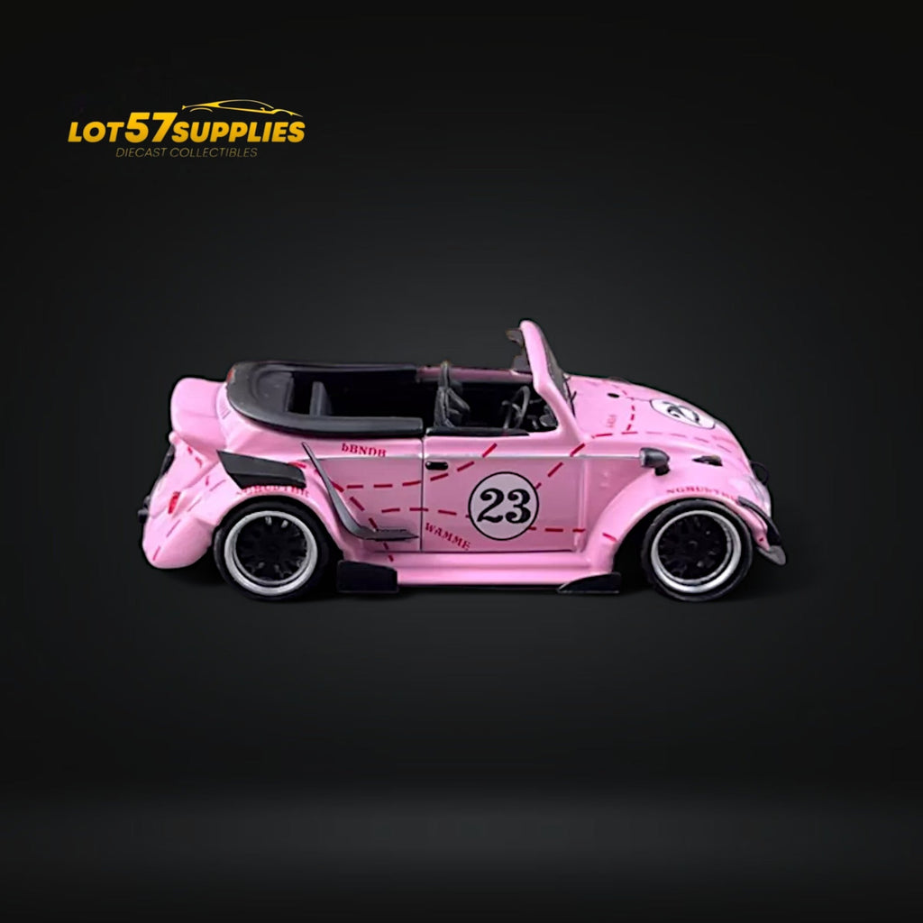 HKM Model VW Beetle Convertible Cabriolet Pink Pig Livery 1:64 Limited to 599 Pcs - Collectors World Toys
