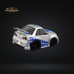 YM model X QCAR Skyline R34 Silver Blue F&F Livery Resin 1:64 - Collectors World Toys