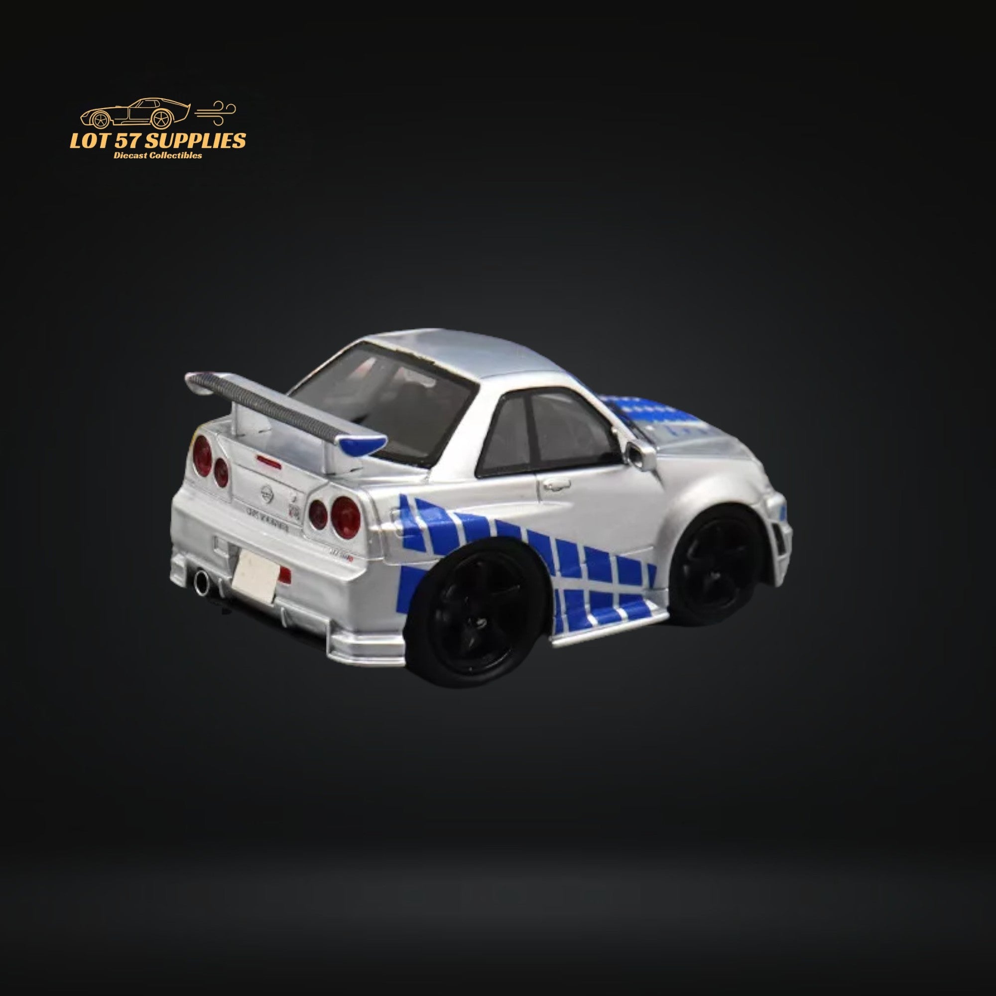 YM model X QCAR Skyline R34 Silver Blue F&F Livery Resin 1:64 - Collectors World Toys