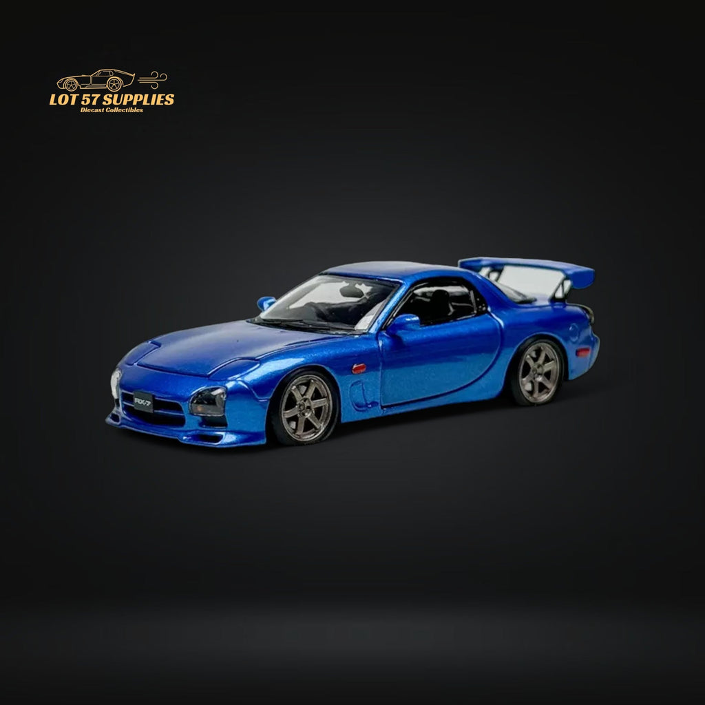 PGM Mazda RX-7 FD3S Metallic Blue Fully Openeable Luxury Base 1:64 - Collectors World Toys