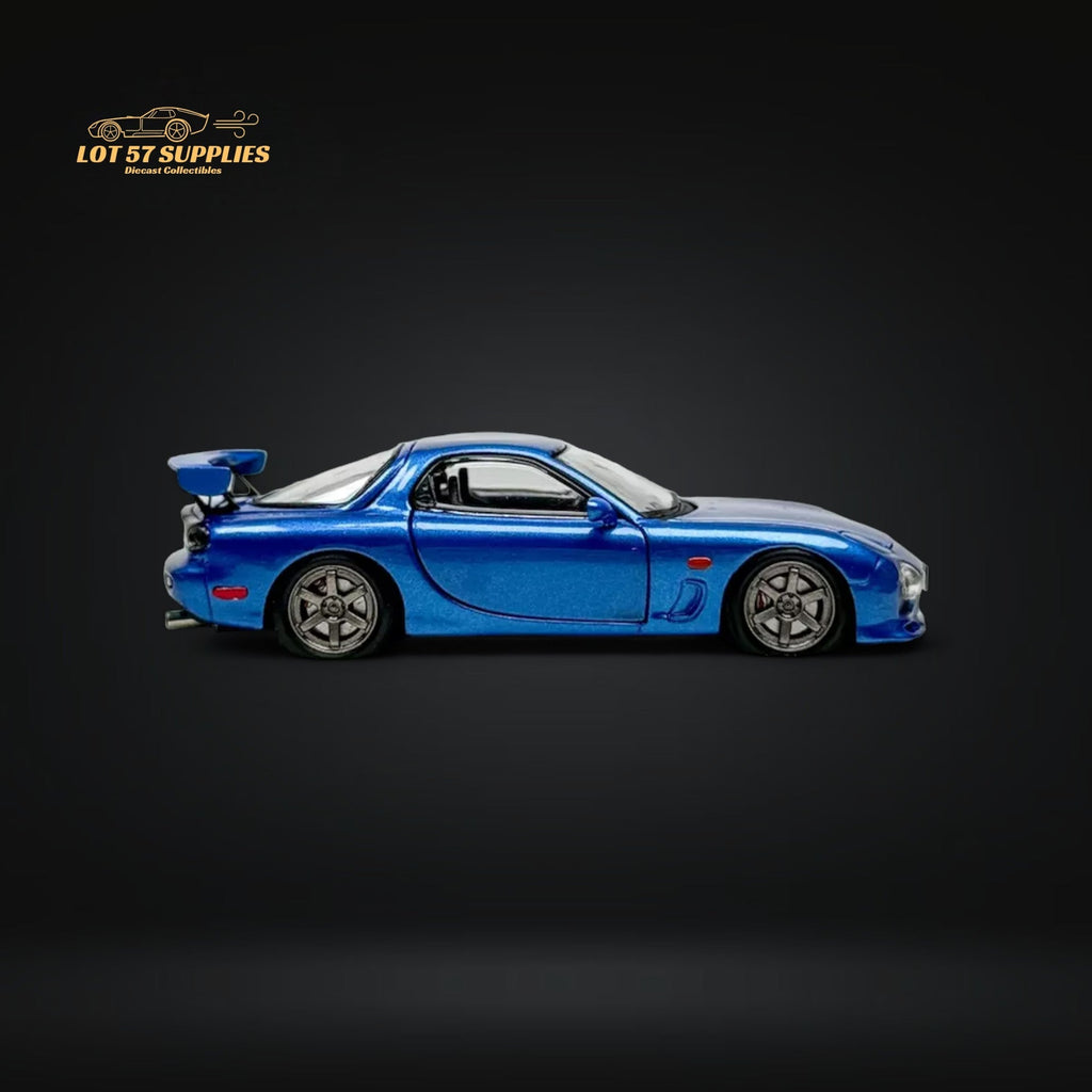 PGM Mazda RX-7 FD3S Metallic Blue Fully Openeable Luxury Base 1:64 - Collectors World Toys