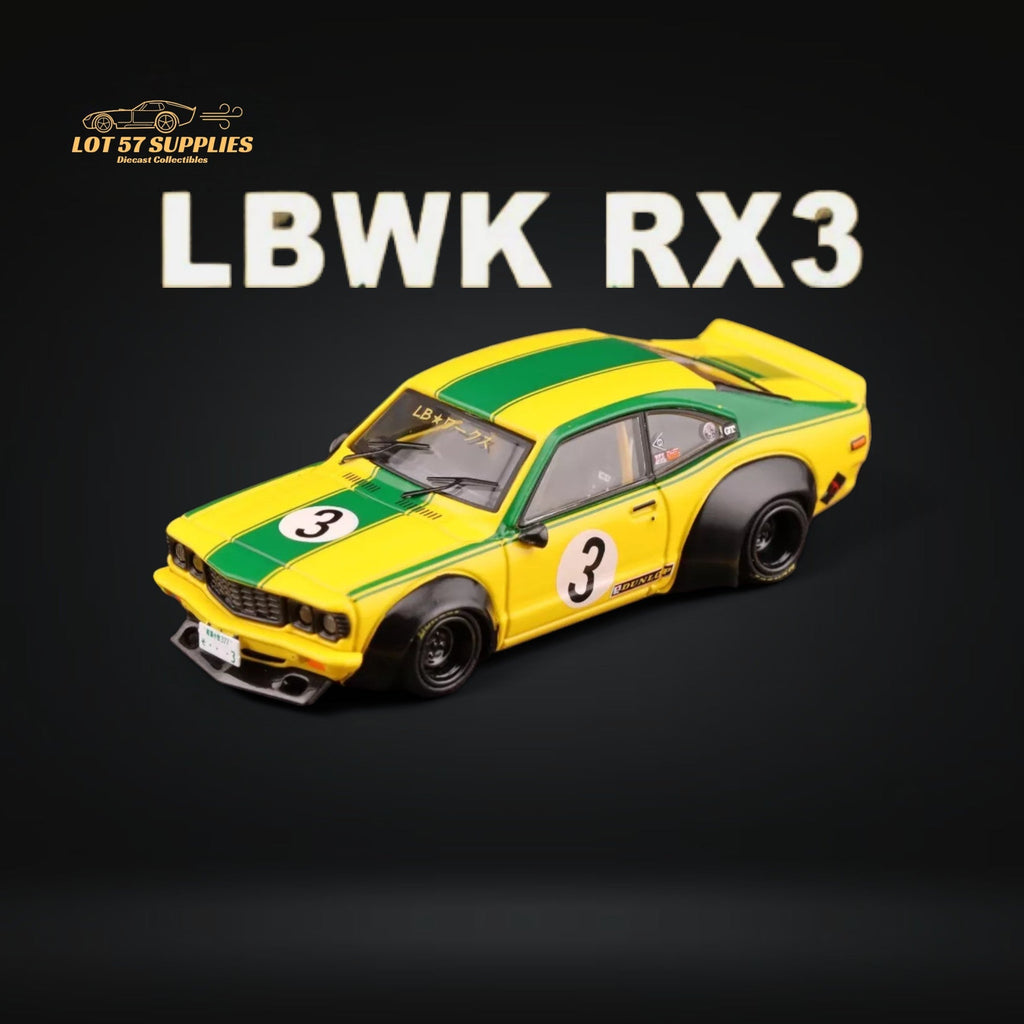 Inno64 Mazda RX-3 Savanna LBWK Yellow Green #3 1:64 IN64-LBWKRX3-01 - Collectors World Toys