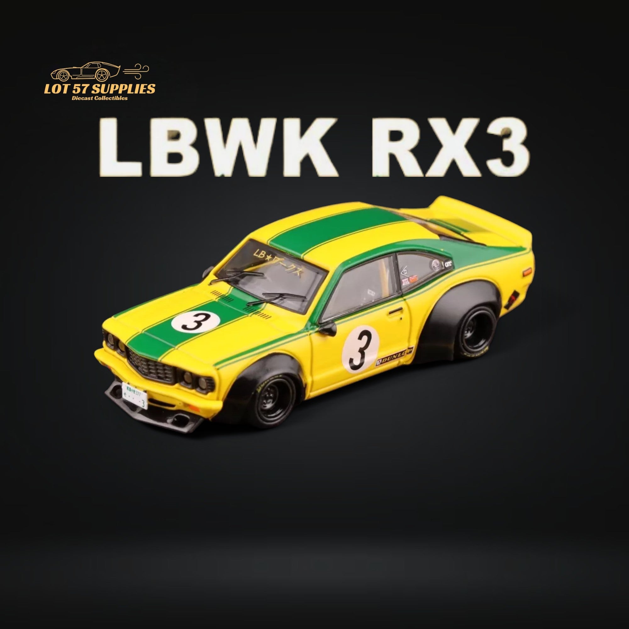 Inno64 Mazda RX-3 Savanna LBWK Yellow Green #3 1:64 IN64-LBWKRX3-01 - Collectors World Toys
