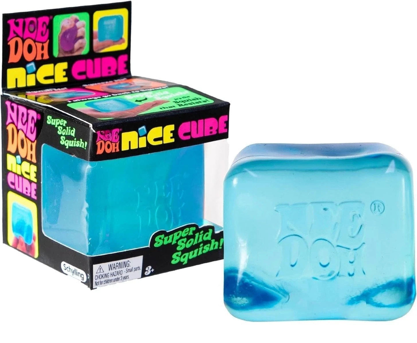 Schylling Nee-Doh Nice Cube Super Solid Squish: Blue Cube