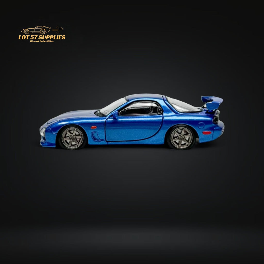 PGM Mazda RX-7 FD3S Metallic Blue Fully Openeable Luxury Base 1:64 - Collectors World Toys