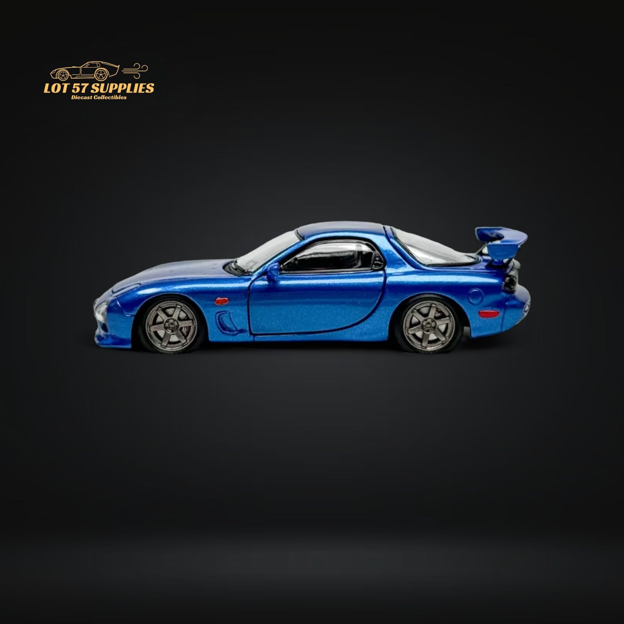 PGM Mazda RX-7 FD3S Metallic Blue Fully Openeable Luxury Base 1:64 - Collectors World Toys