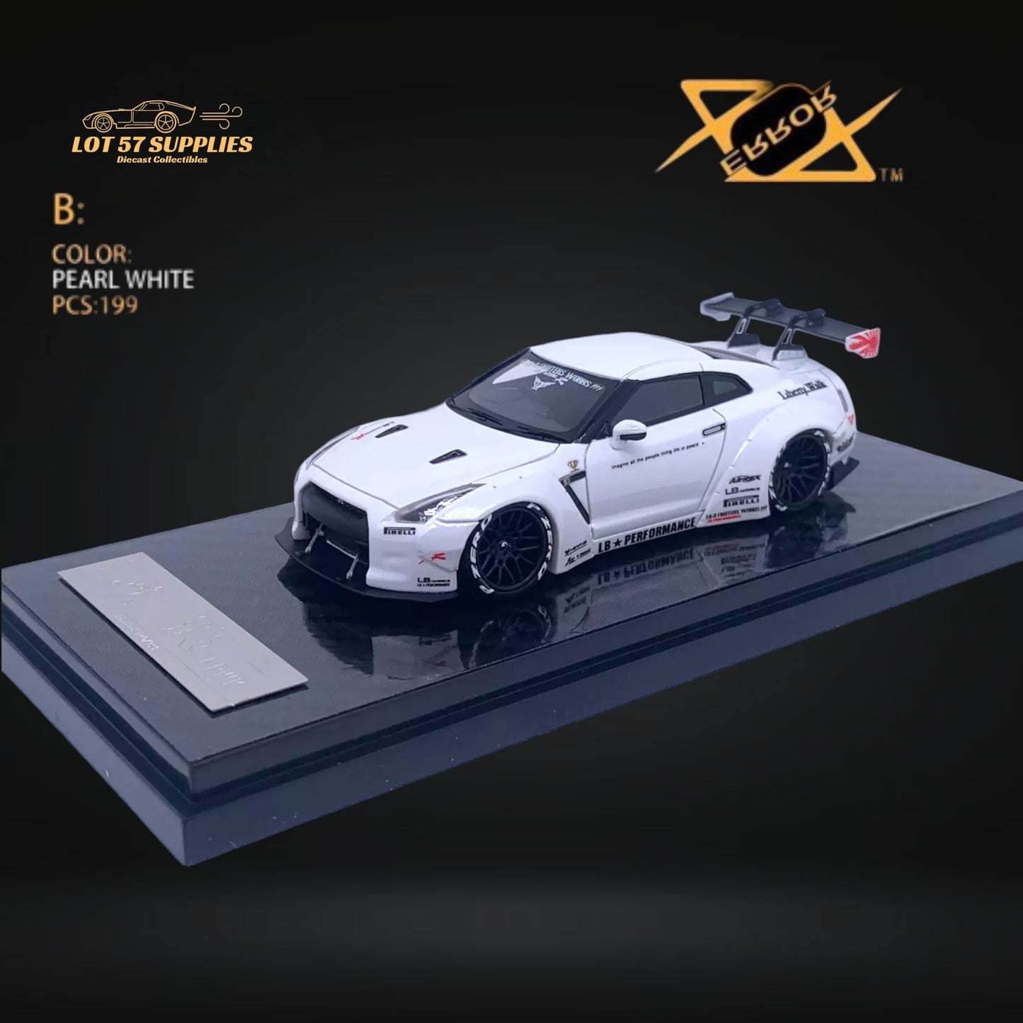 Error404 LB-Works Skyline GT-R R35 Pearl White 1:64