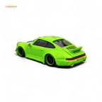 Flame Porsche 964 RWB Ducktail in Fluorescent Green 1:64 - Collectors World Toys