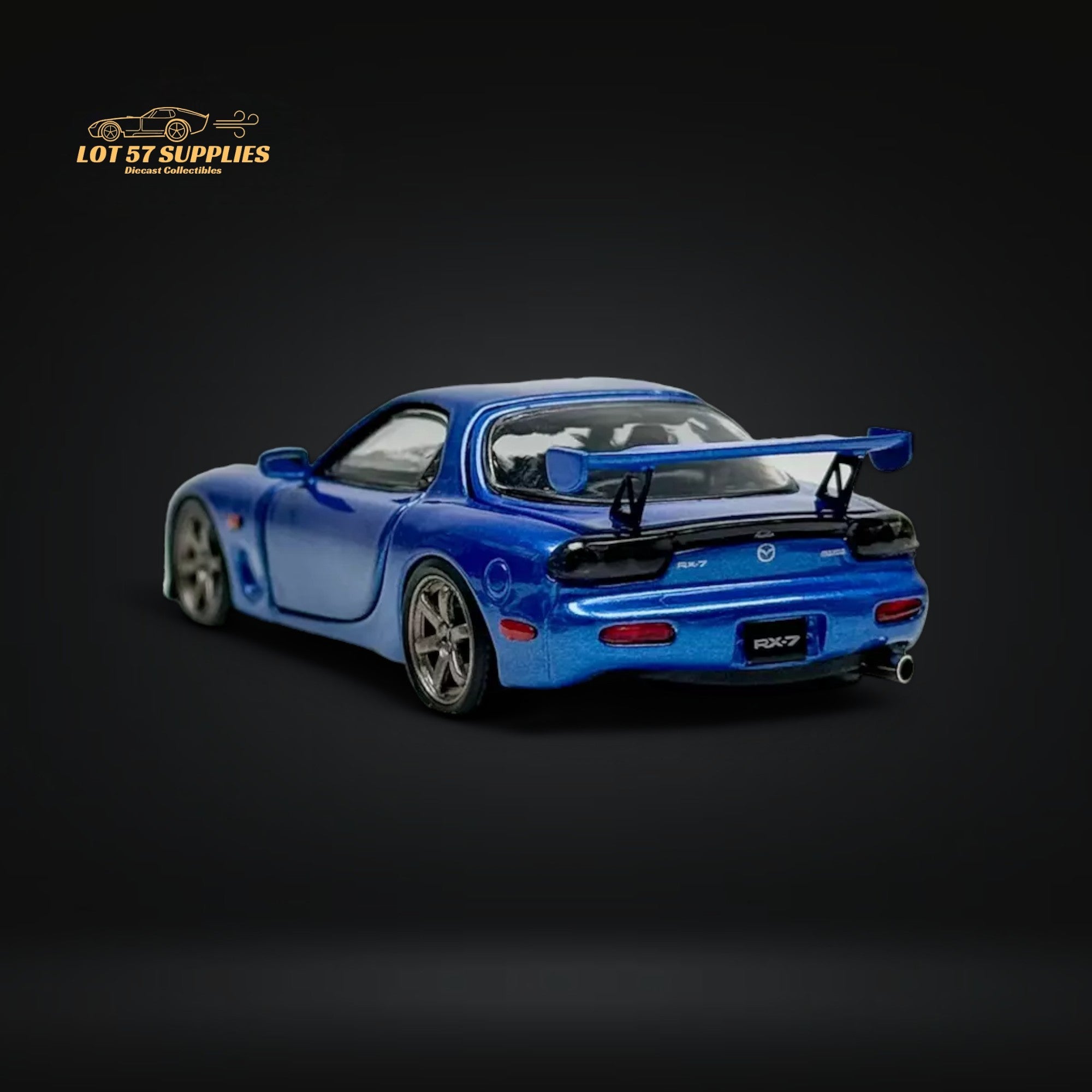 PGM Mazda RX-7 FD3S Metallic Blue Fully Openeable Luxury Base 1:64 - Collectors World Toys