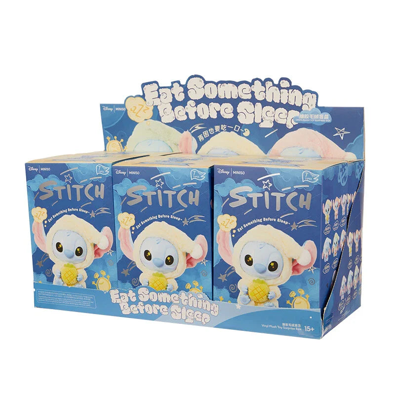 [In Stock] MINISO Stitch Eat Something Before Sleep Plush Keychain Blind Box