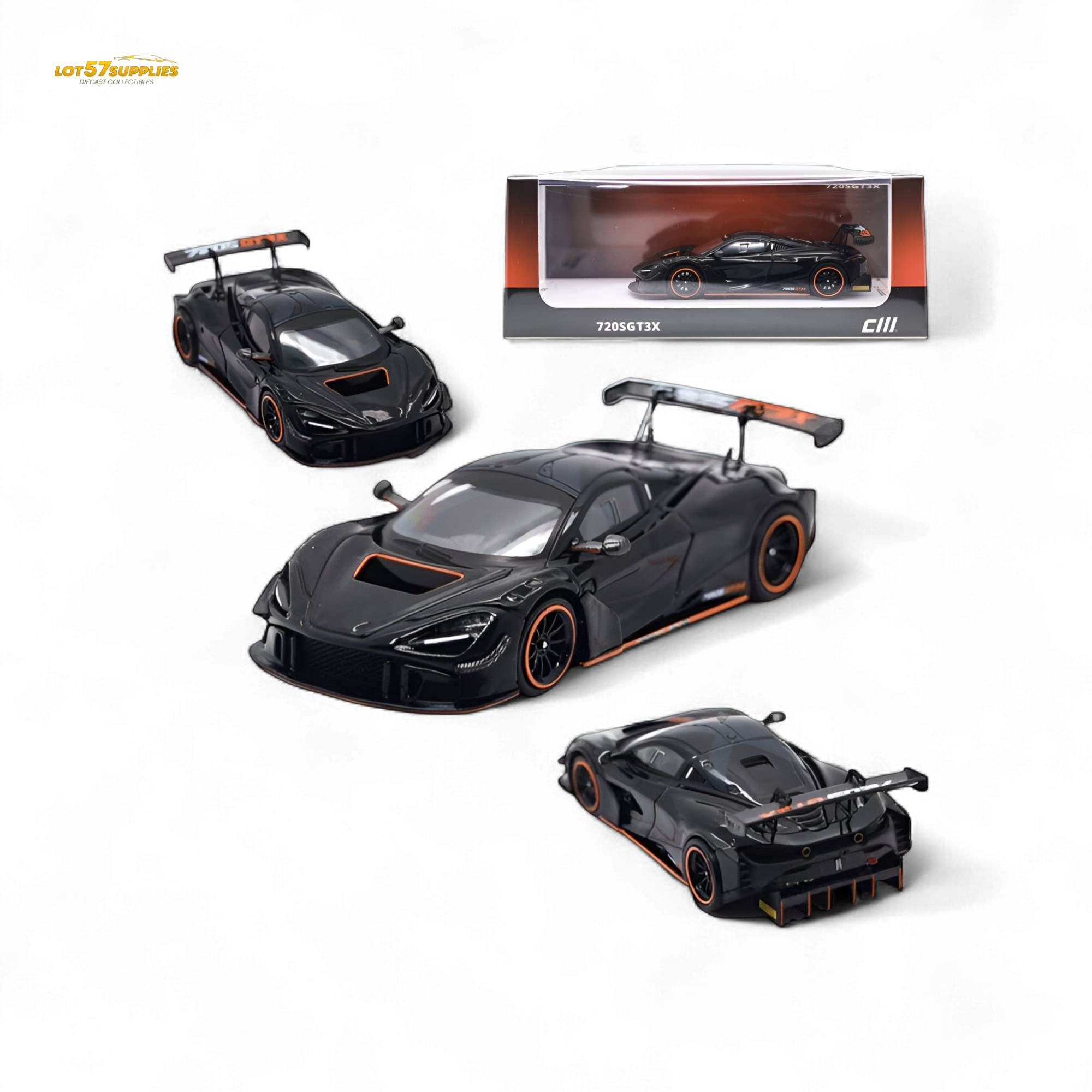 CM MODEL McLaren 720SGT3X - Black 1:64 Main image