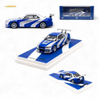 TimeMicro SKYLINE GT-R R34 - Blue Silver Ordinary 1:64