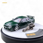 PGM Nissan GTR R34 Z-TUNE - British Green 1:64 Luxury Box 1:64 - Collectors World Toys