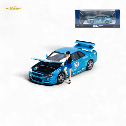 Cool Art Skyline R34 Blue #92 - With Figure 1:64 - Collectors World Toys