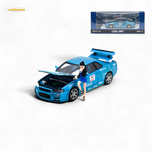 Cool Art Skyline R34 Blue #92 - With Figure 1:64 - Collectors World Toys