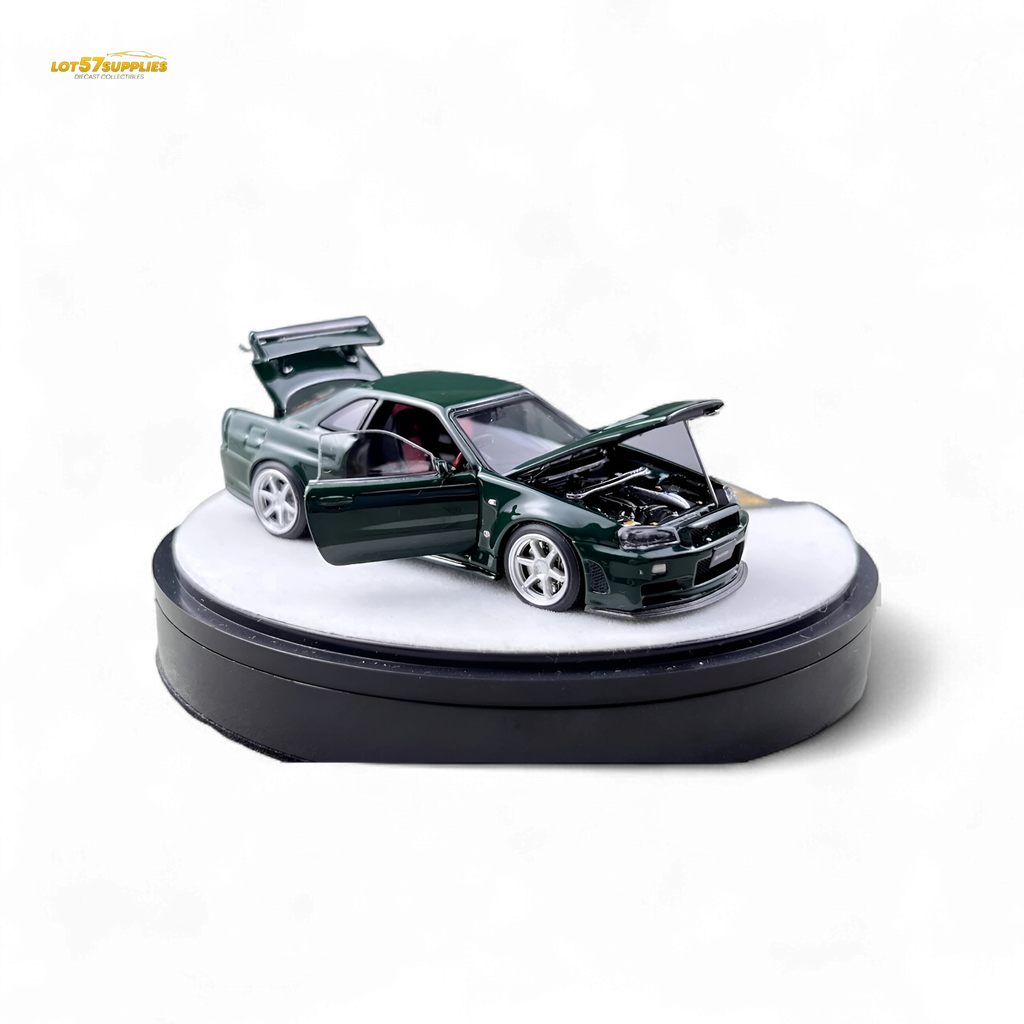 PGM Nissan GTR R34 Z-TUNE - British Green 1:64 Luxury Box 1:64 - Collectors World Toys
