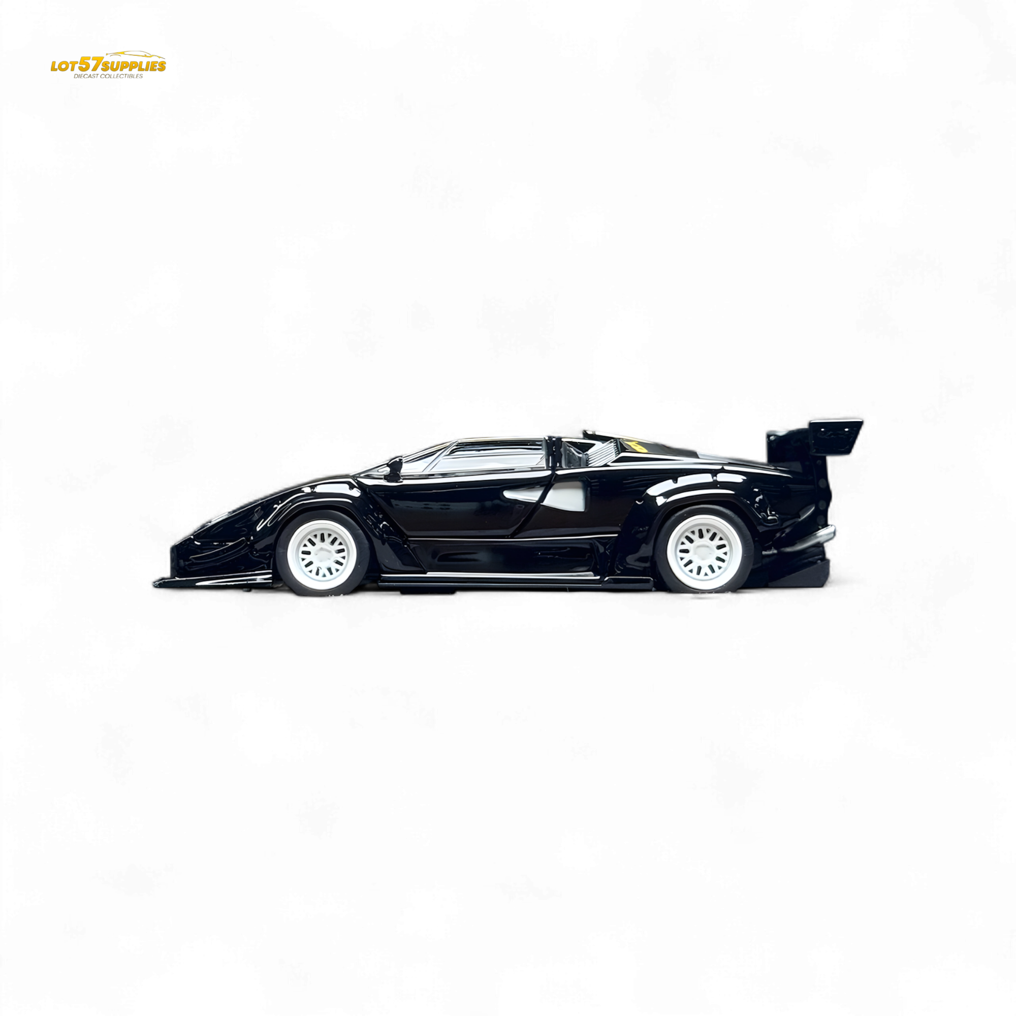 TPC Lamborghini Countach LBWK Black White Wheels Malaysia Exclusive Openable - 1:64
