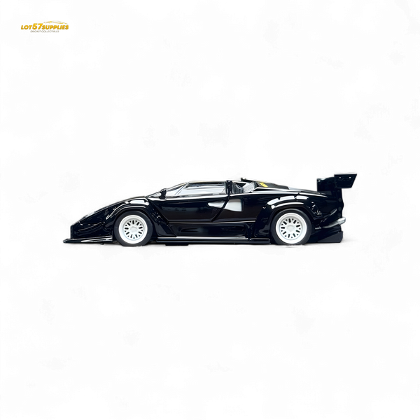 TPC Lamborghini Countach LBWK Black White Wheels Malaysia Exclusive Openable - 1:64