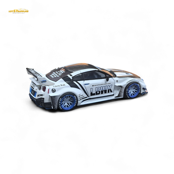 MC LB GTR R35 GT - White Blue Stripe Carbon Roof 1:64