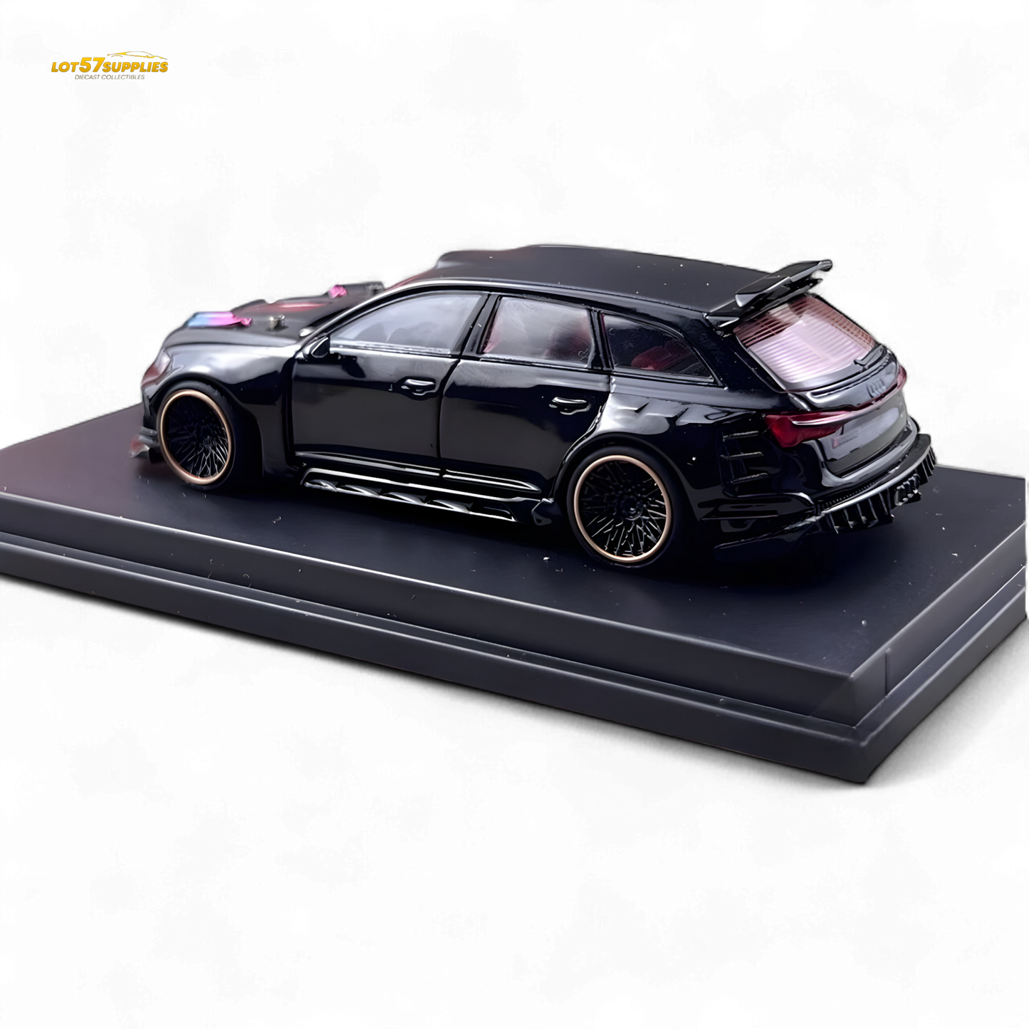 DCM Modified Audi RS6 Wagon Metallic Black - Engine & Openable Hood 1:64