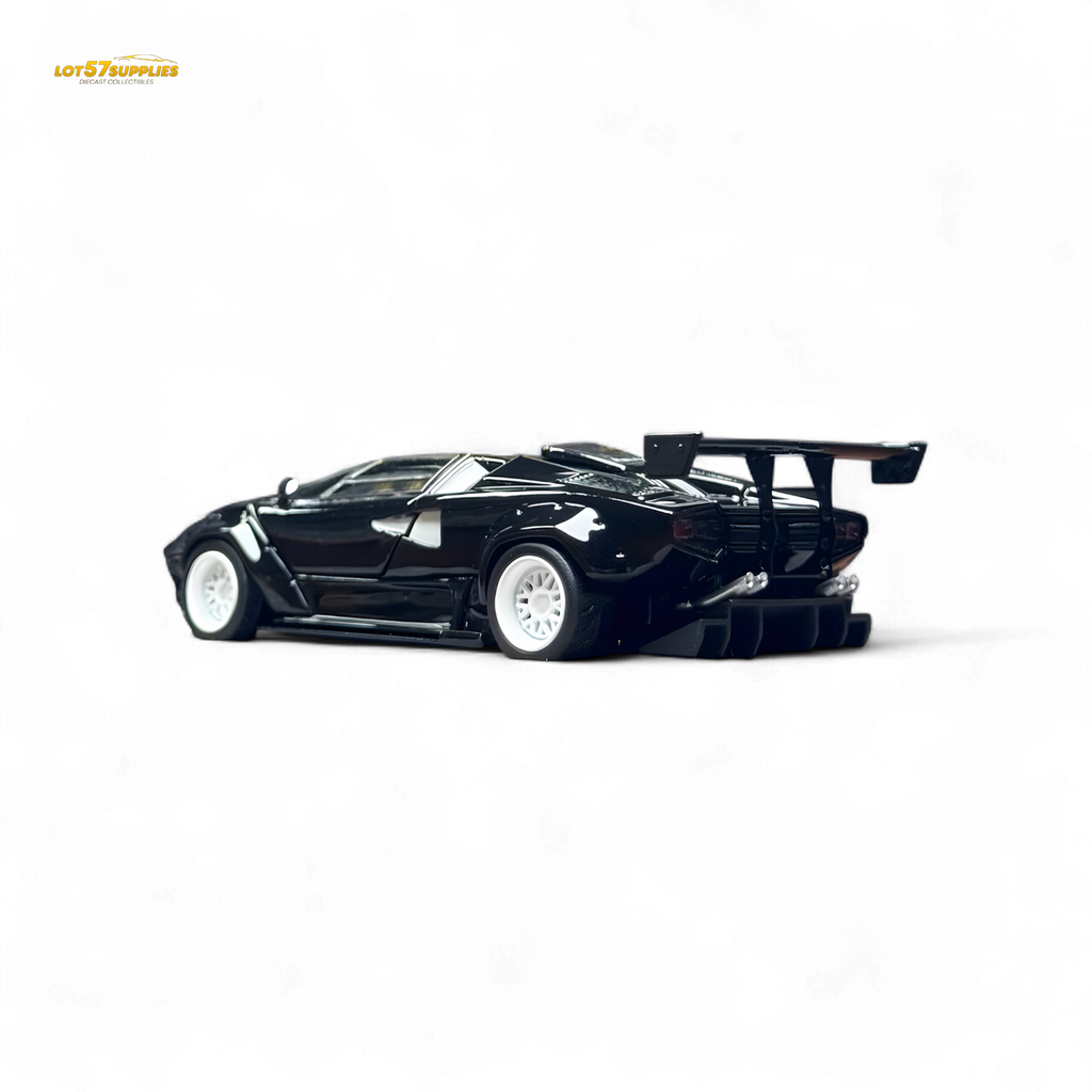 TPC Lamborghini Countach LBWK Black White Wheels Malaysia Exclusive Openable - 1:64