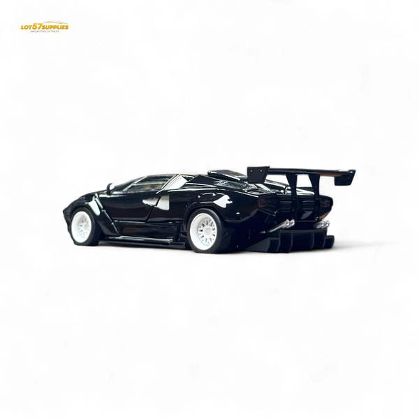 TPC Lamborghini Countach LBWK Black White Wheels Malaysia Exclusive Openable - 1:64