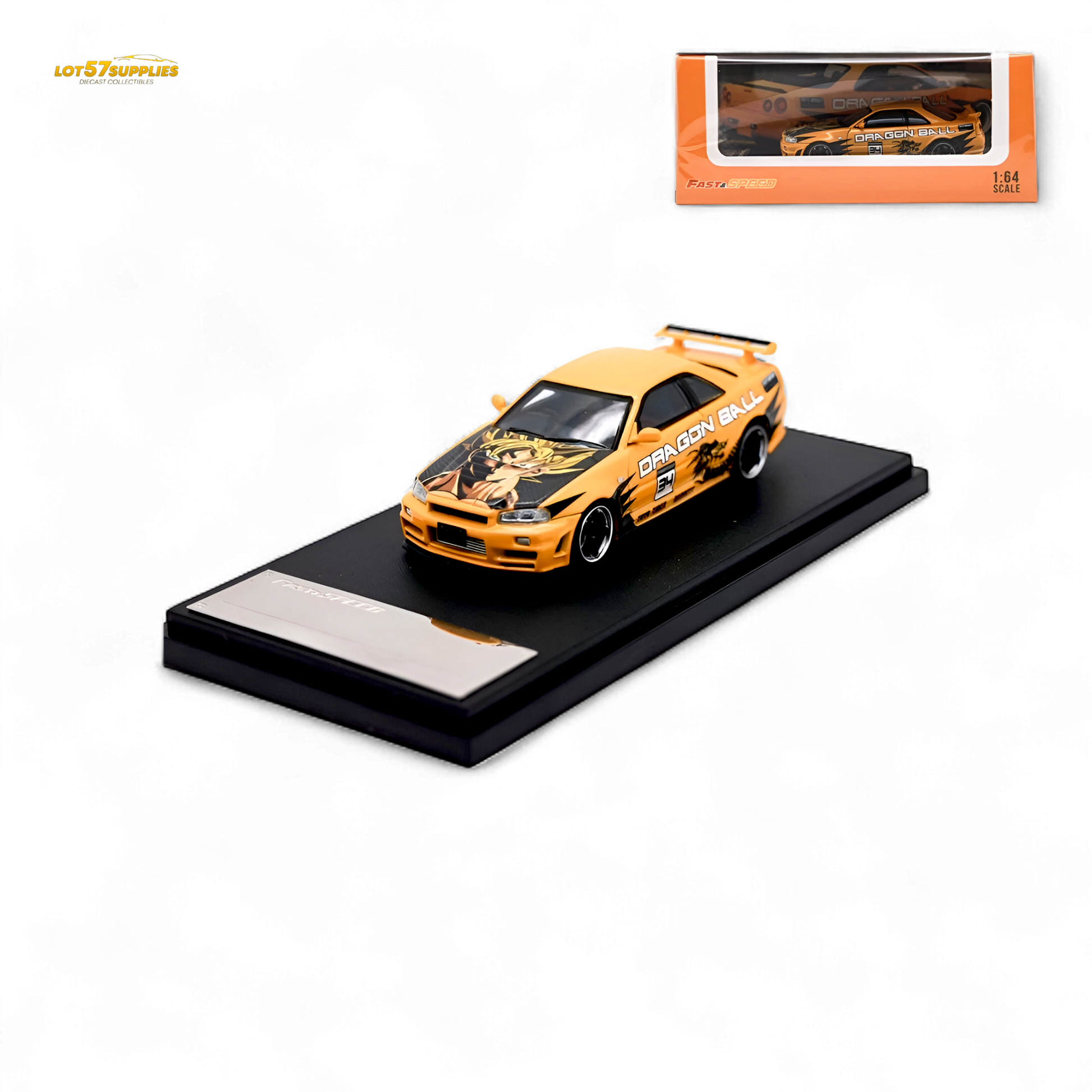 Fast Speed Skyline R34 GT-R - Orange DRAGON Z 1:64