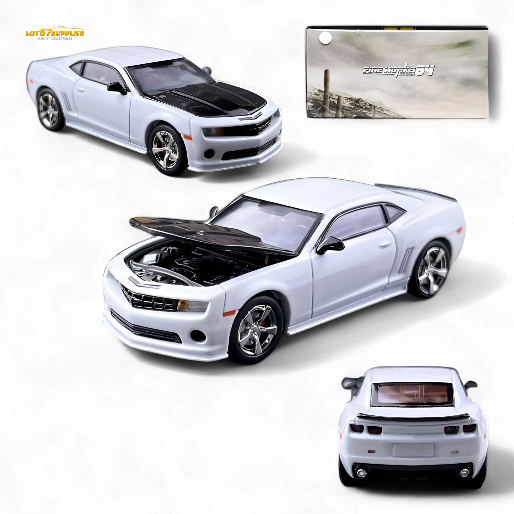 FineWorks64 Chevrolet Camaro Bumblebee - Pearl White 1:64 Main image