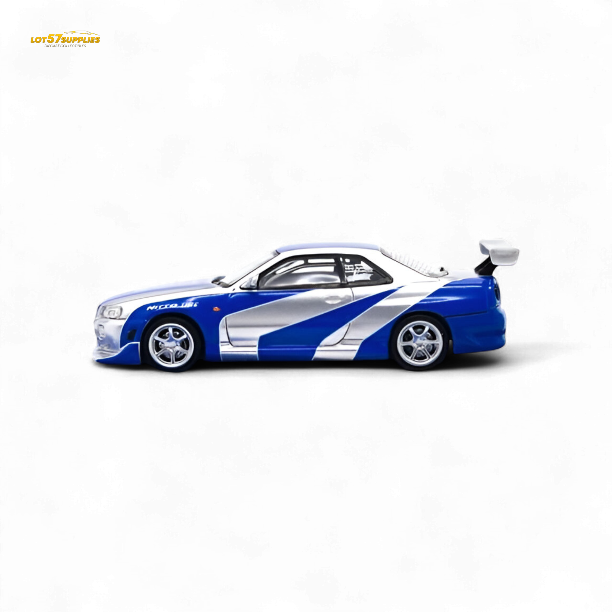 TimeMicro SKYLINE GT-R R34 - Blue Silver Ordinary 1:64