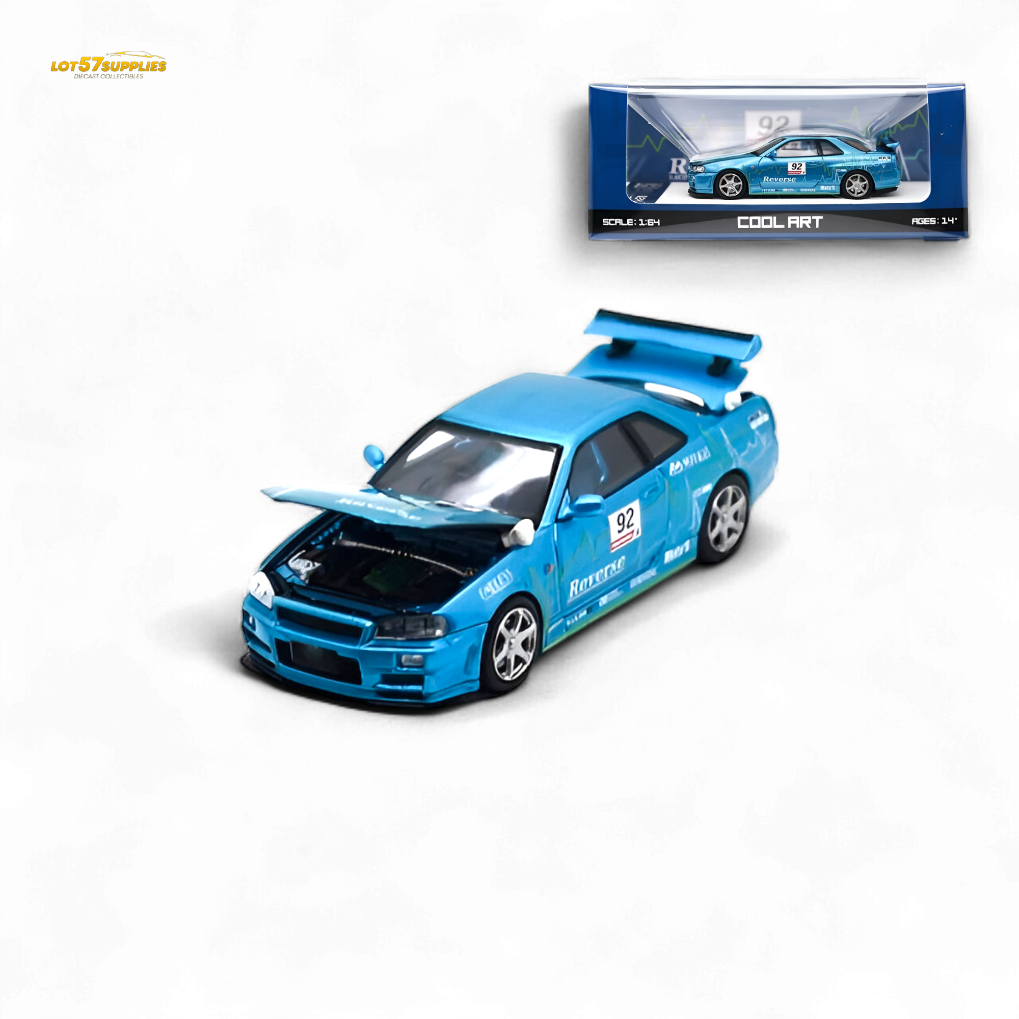 Cool Art Skyline R34 Blue #92 Ordinary 1:64 - Collectors World Toys Main image