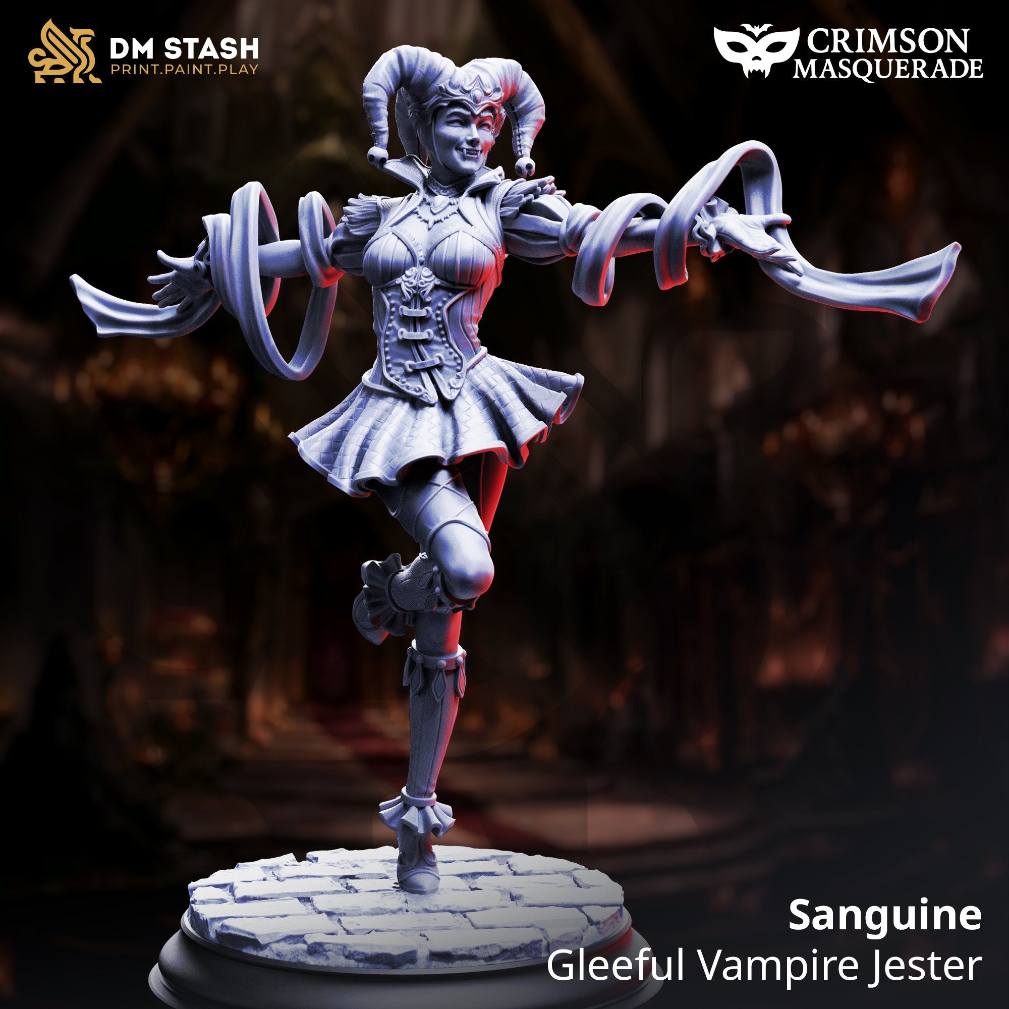 Sanguine, Gleeful Court Jester (Female Vampire Bard)