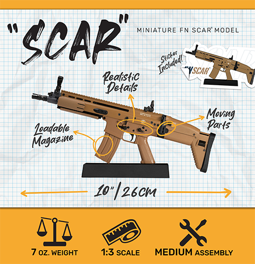 1/3 Scale Die Cast FN Scar Model Rifle, Dark Tan
