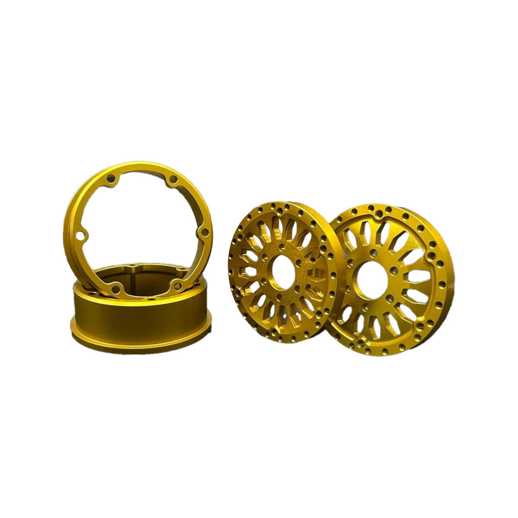 1.9 Gold "Shield" Aluminum Beadlock Wheels w/Hubs (2)