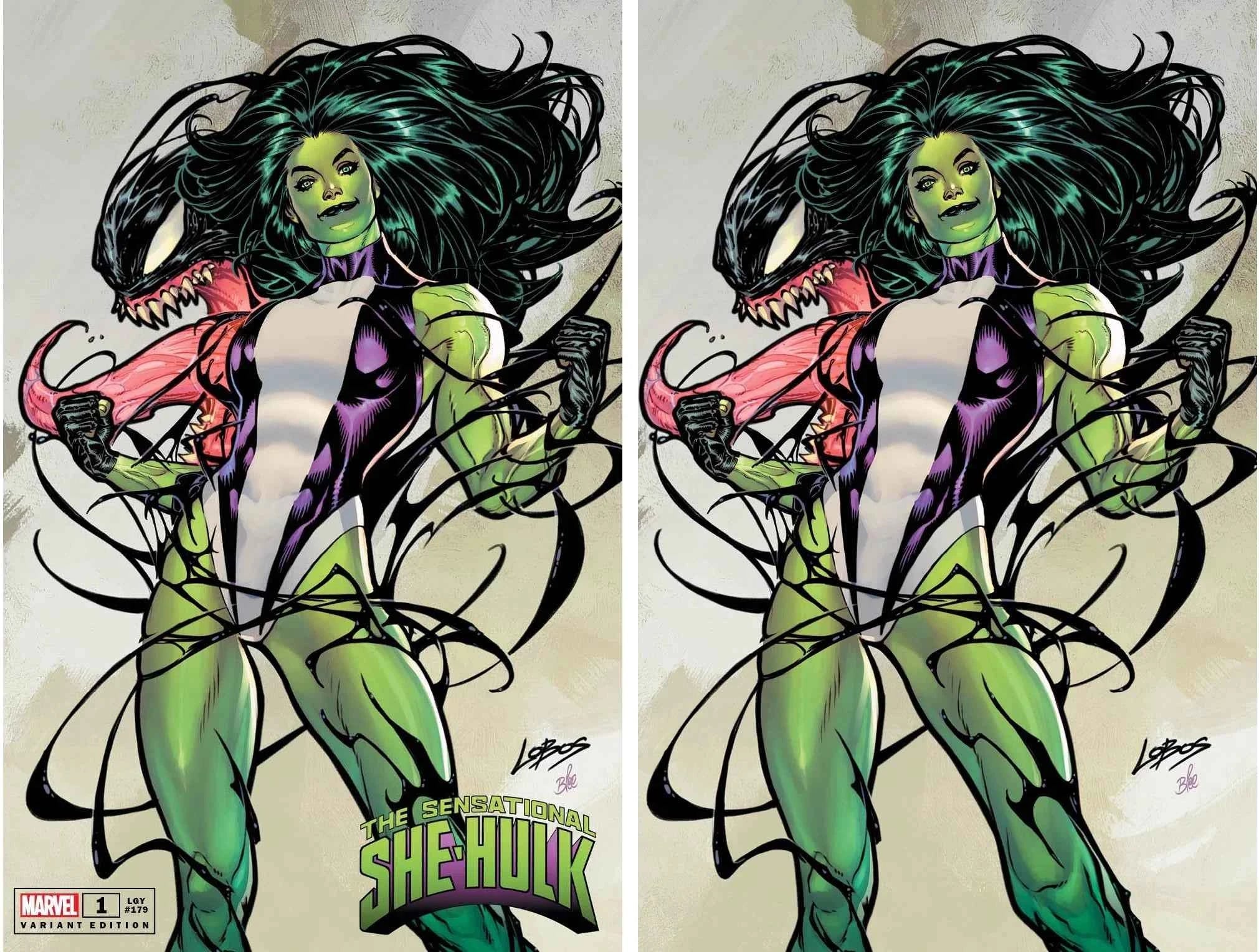 SENSATIONAL SHE-HULK #1 (PABLO "LOBOS" VILLALOBOS EXCLUSIVE VENOMIZED TRADE/VIRGIN VARIANT SET) Main image