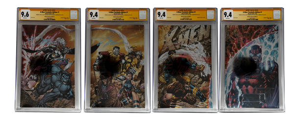 [TRIPLE SIGNED CGC YELLOW LABEL 4 PACK FOIL] X-Men 1991 #1 Facsimile Jim Lee | Claremont | Williams Cover Var [Set #1]