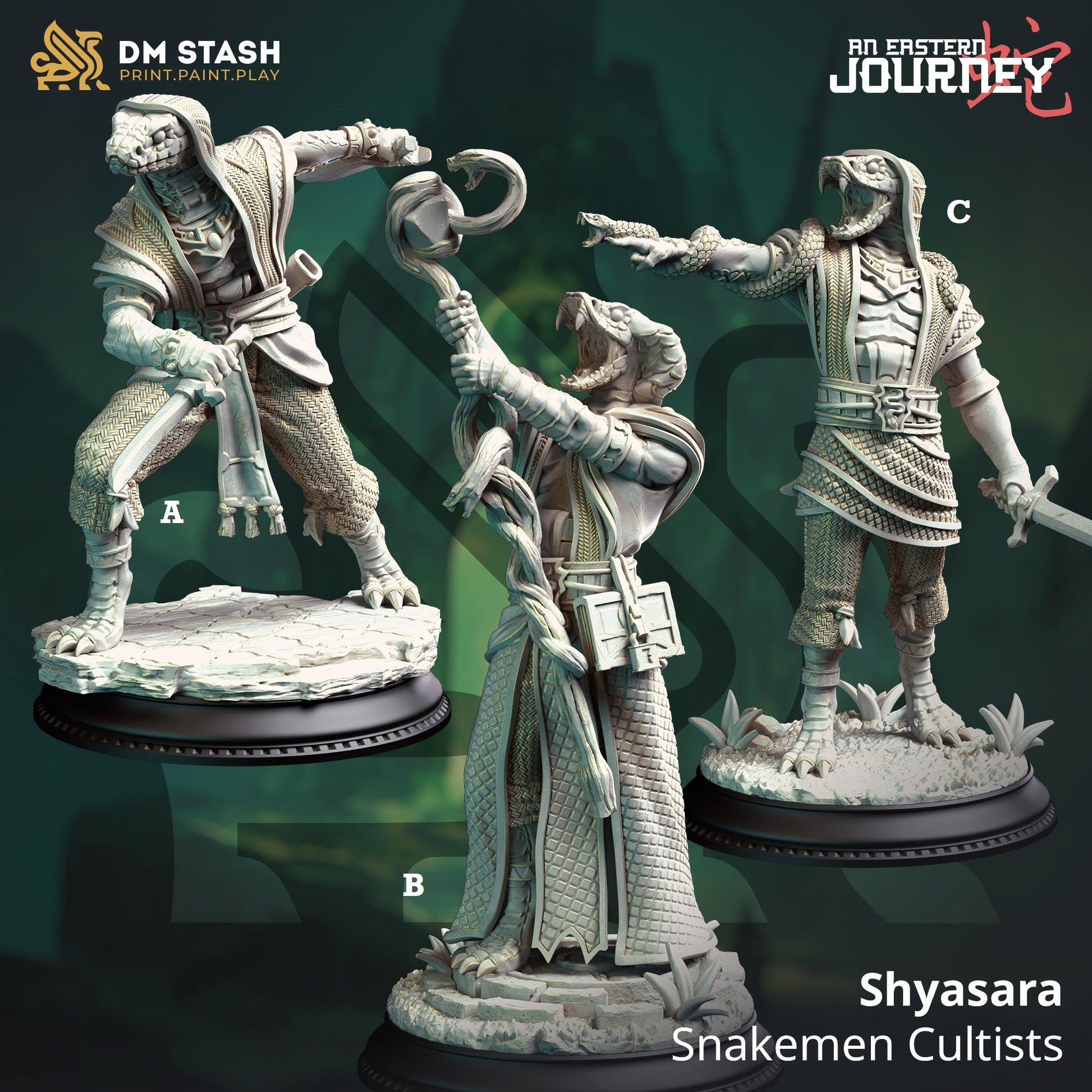 Shyasara, Snakemen Cultists (Yuan-ti Commander, Sorcerer & Assassin)