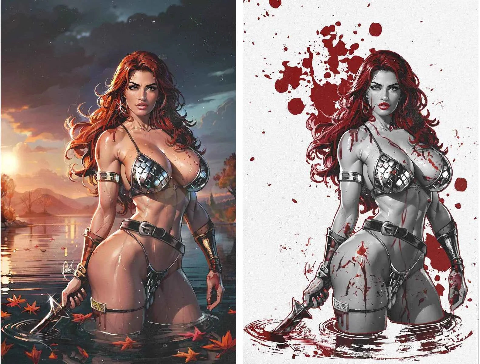 RED SONJA: EMPIRE OF THE DAMNED #1 (CEDRIC POULAT EXCLUSIVE VIRGIN VARIANT A & B VARIANT SET) Main image