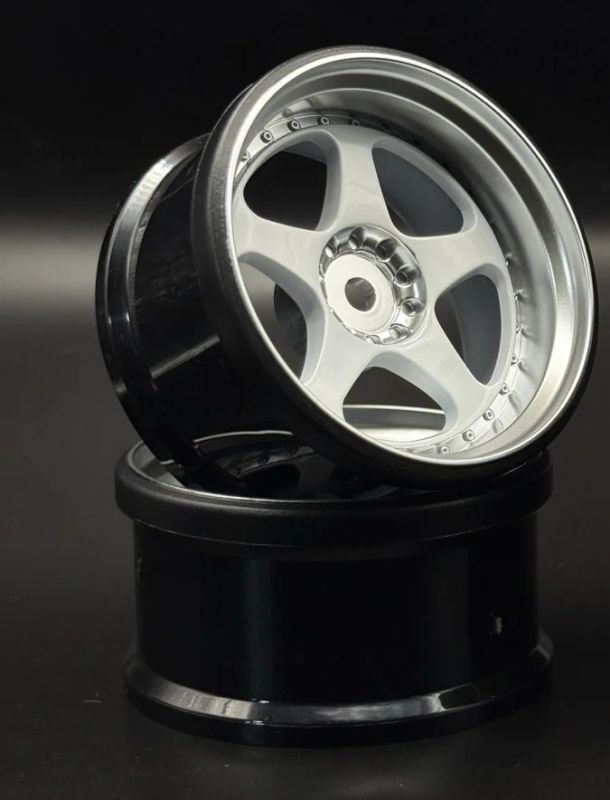 NIZ 5-Star Multipiece Style 1-10 White Rims, 6mm Offset