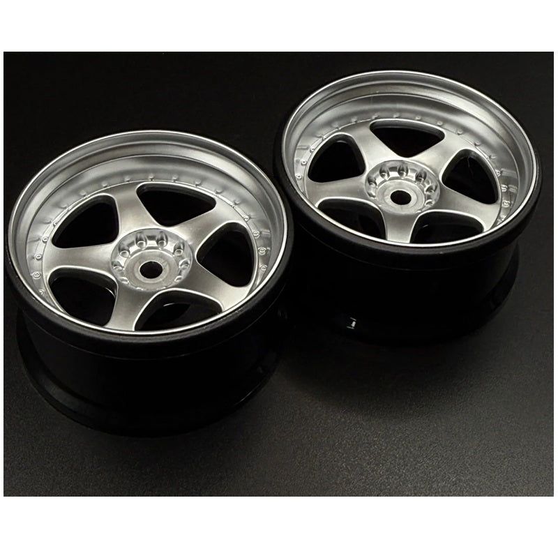 NIZ 5-Star Multipiece Style 1-10 Silver Rims, 6mm Offset