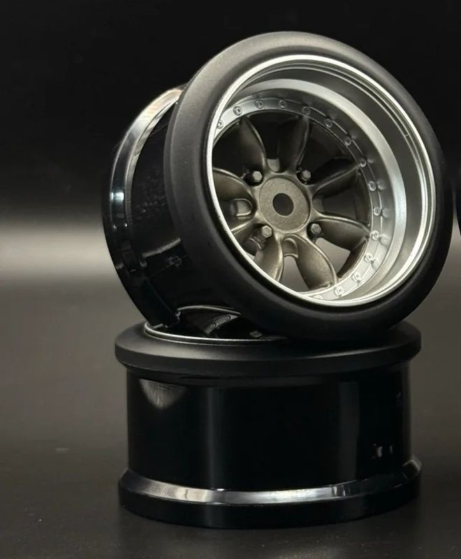 Pana 8-Spoke Style 1/10 Gun Metal Rims, 8mm Offset