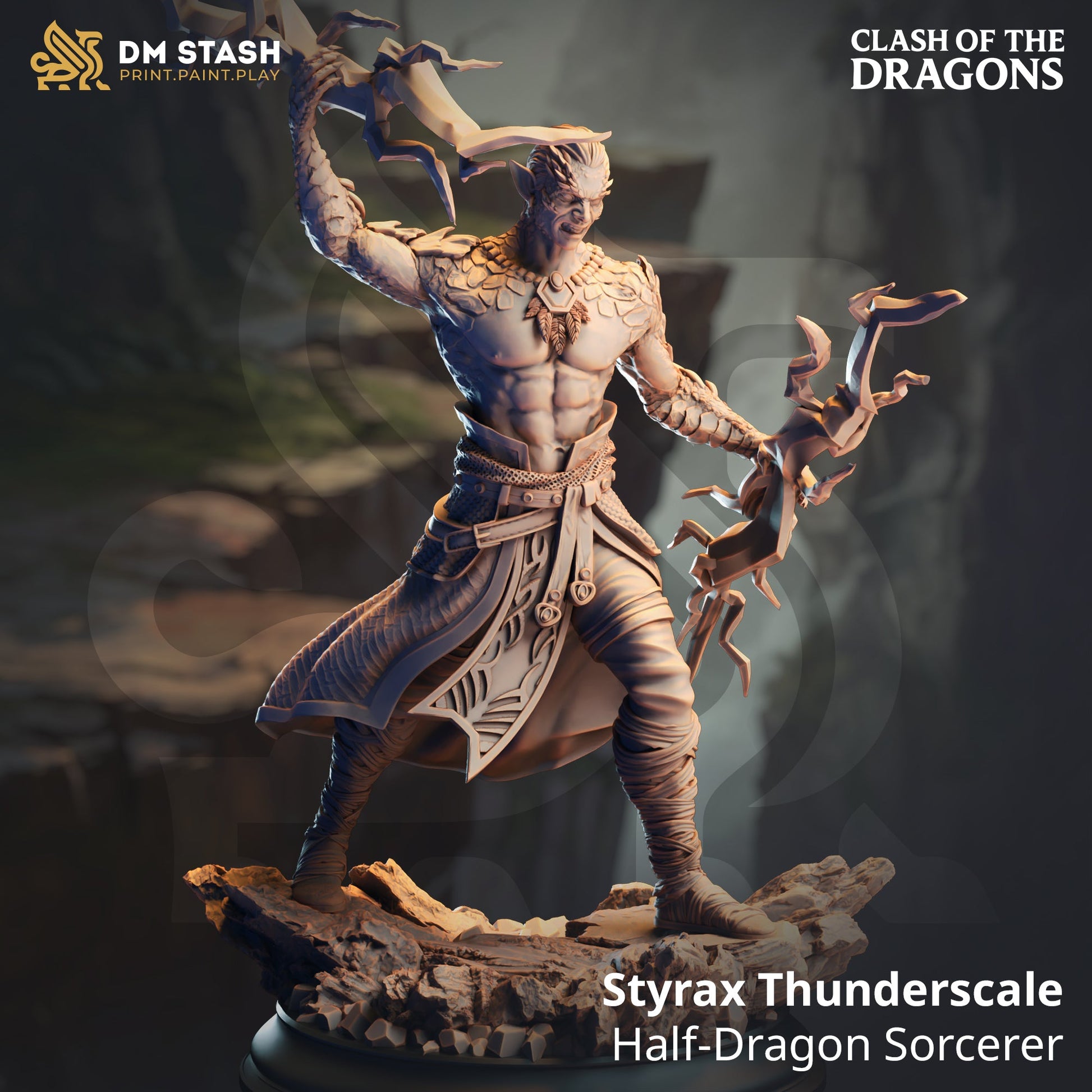 Styrax Thunderscale (Male Half-Dragonborn Sorcerer)