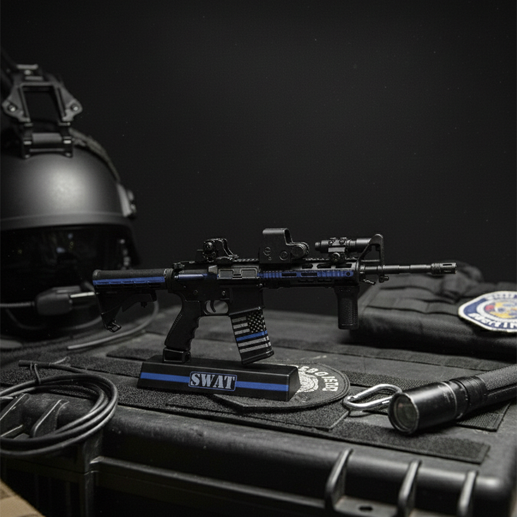 Mini AR-15 in Thin Blue Line SWAT Theme
