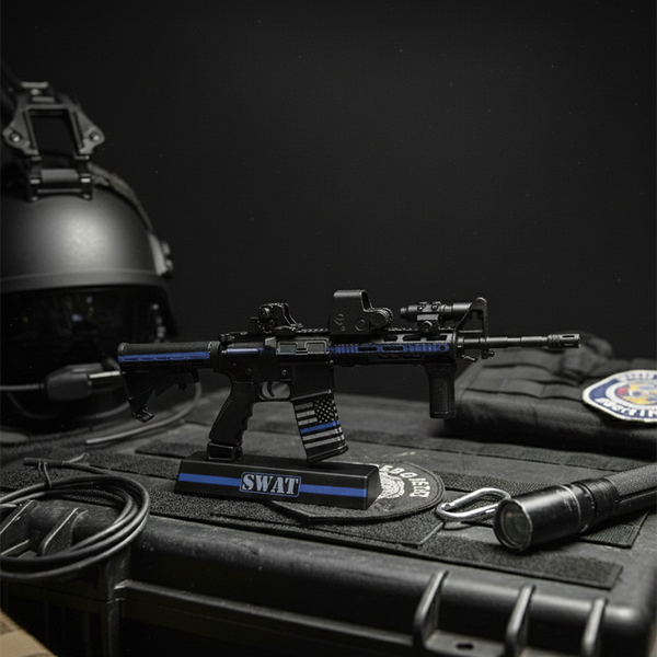 Mini AR-15 in Thin Blue Line SWAT Theme