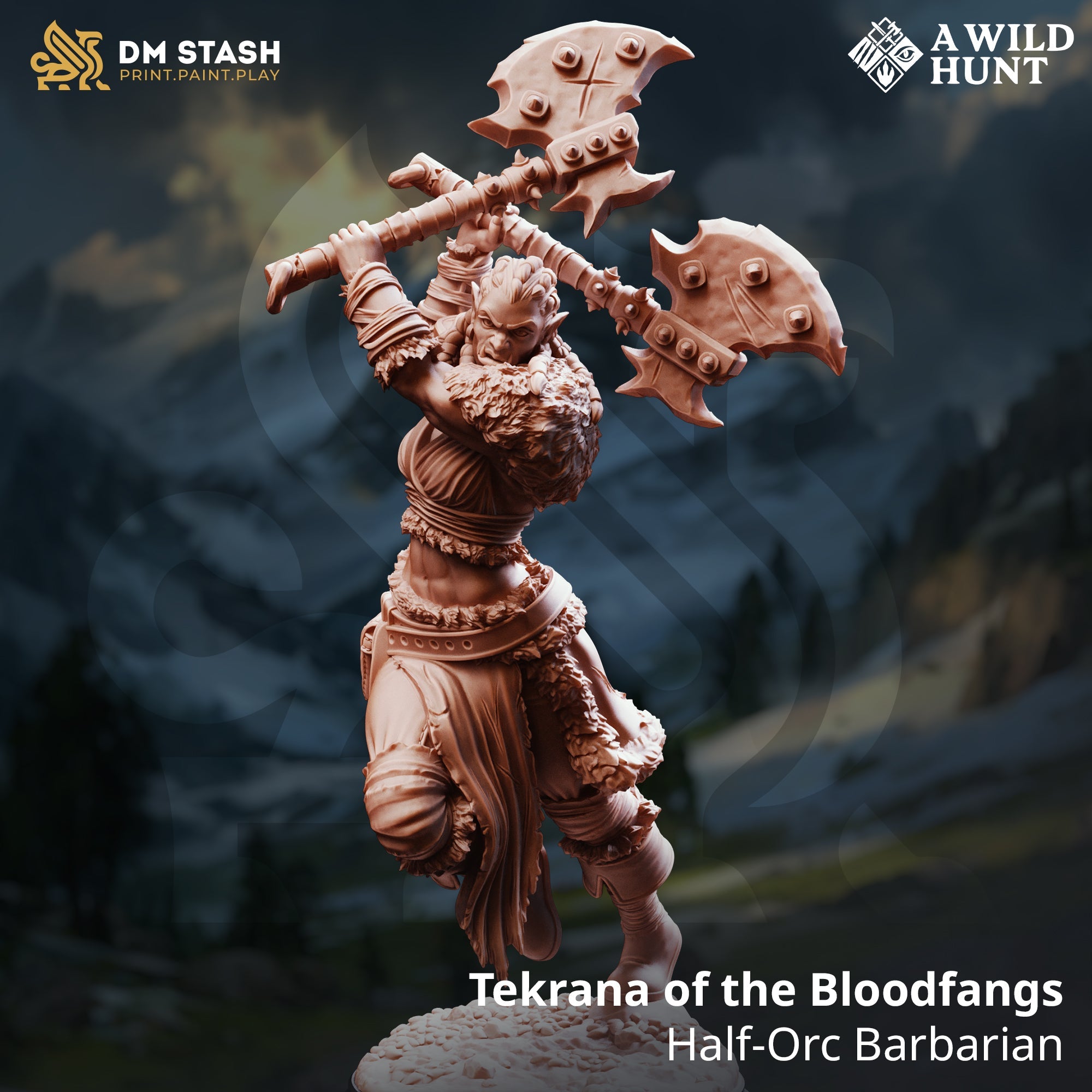 Tekrana of the Bloodfangs (Female Half-Orc Barbarian) Main image