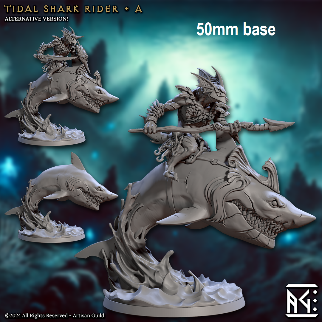 Tidal Shark Rider: Sculpt A (Mounted Male Merfolk Warrior) Main image