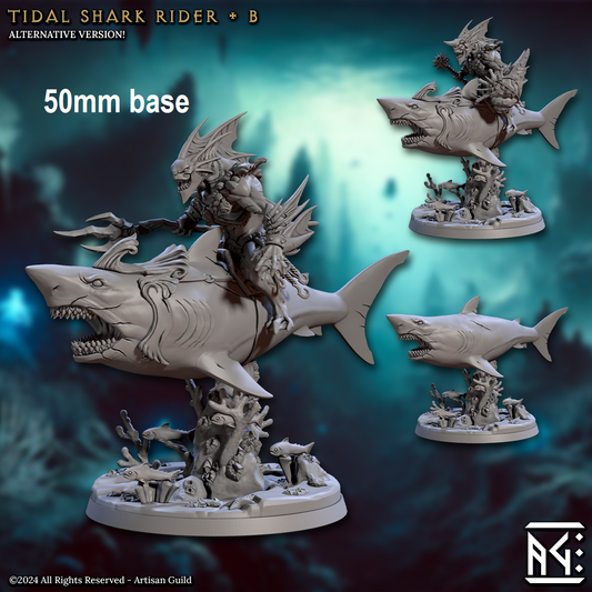 Tidal Shark Rider: Sculpt B (Mounted Male Merfolk Warrior)
